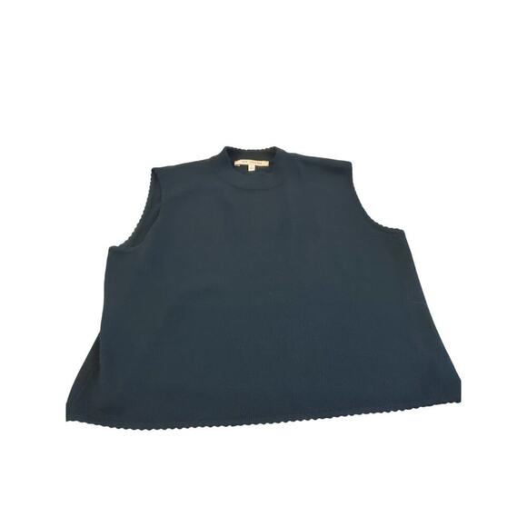 St. John Santana Knit scalloped edging detail dark green Large - Picture 1 of 7